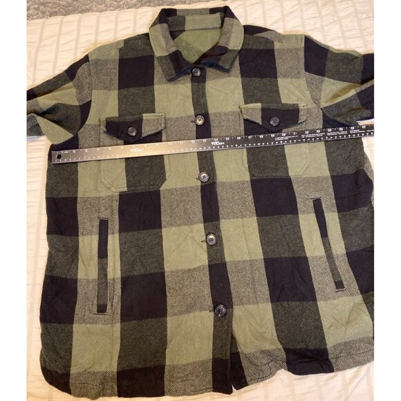 Green & Black Plaid Button-Up Shirt Jacket, XL - Picture 5 of 9
